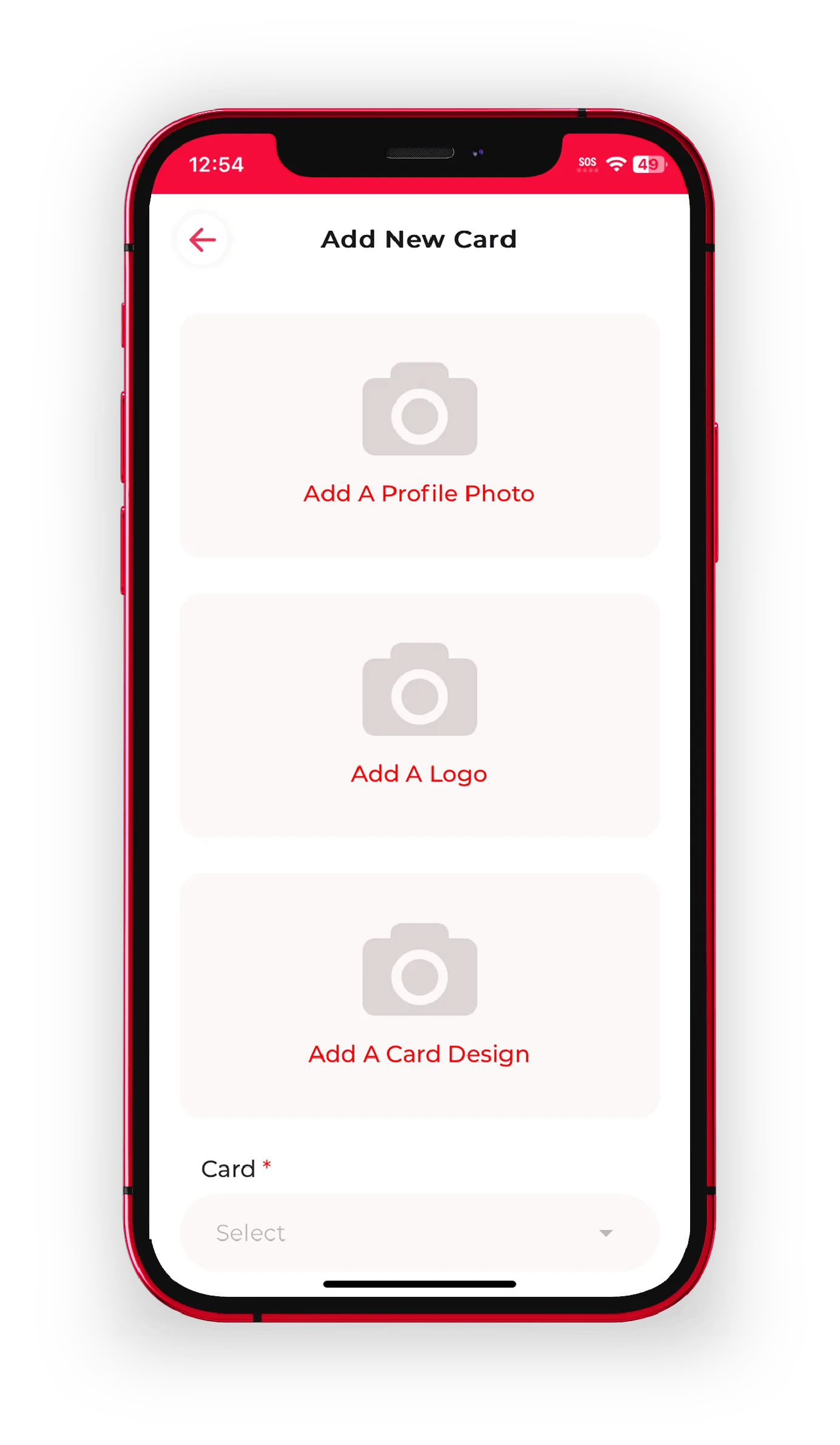 Customizing a digital business card design in the eBiz app